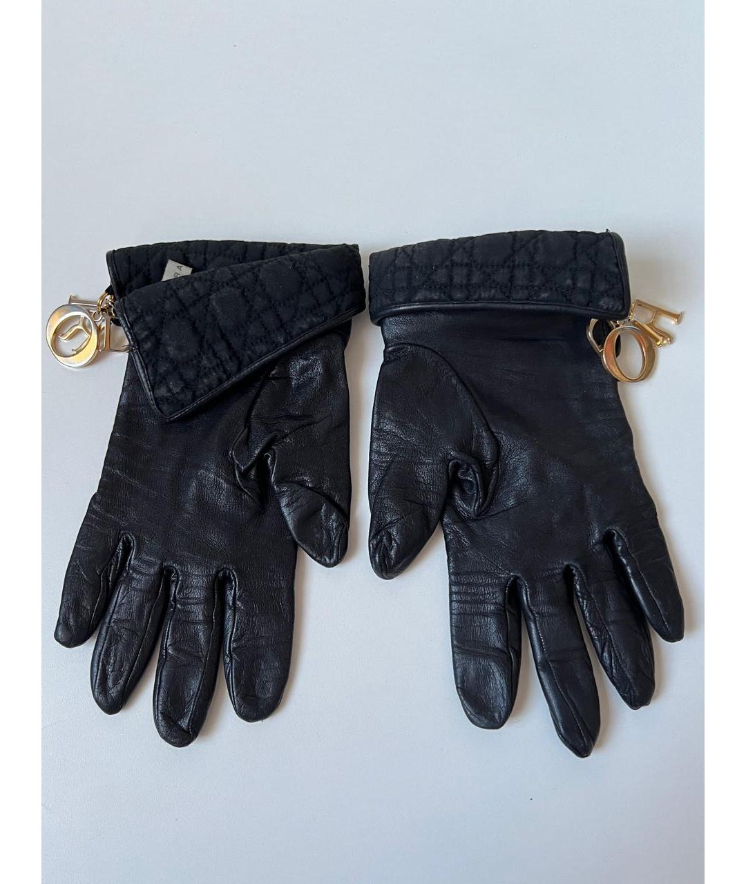 CHRISTIAN DIOR Черные кожаные перчатки, фото 9