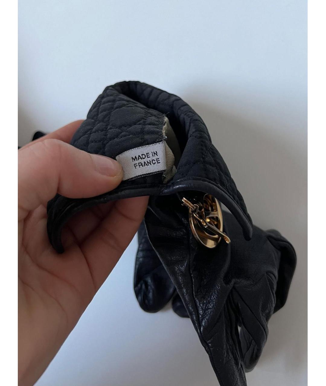 CHRISTIAN DIOR Черные кожаные перчатки, фото 8