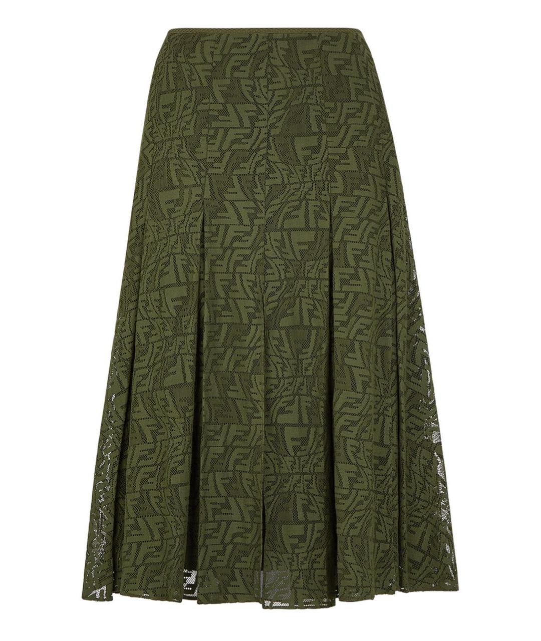 FENDI Хаки юбка миди, фото 1