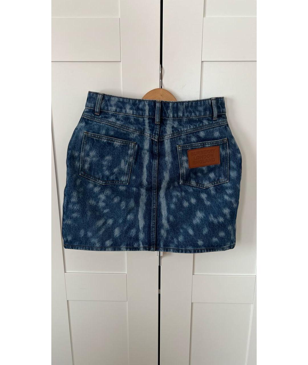 BURBERRY Синяя деним юбка мини, фото 2