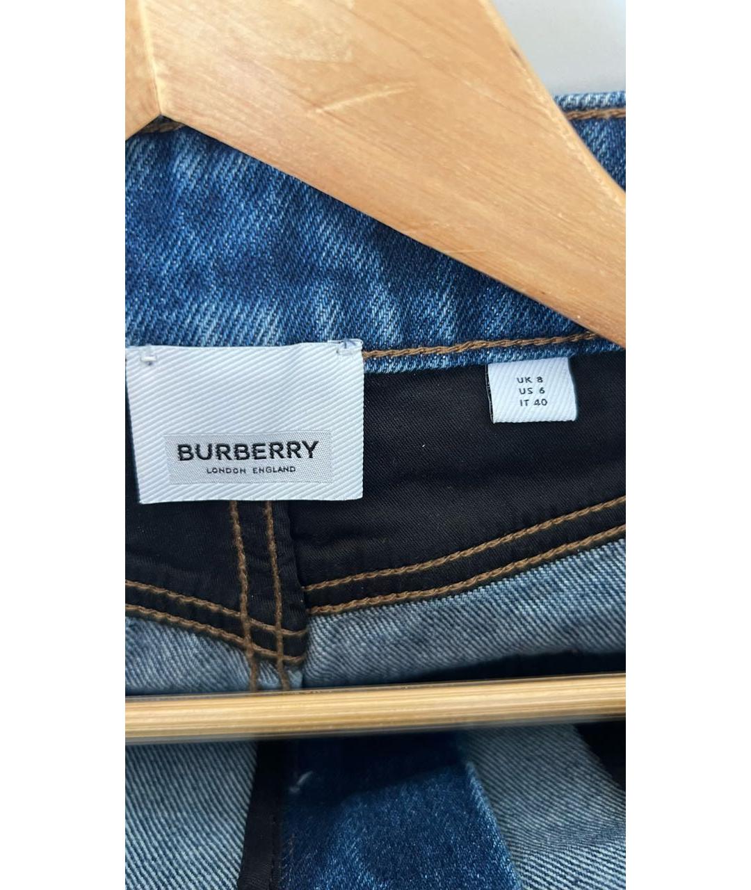 BURBERRY Синяя деним юбка мини, фото 5