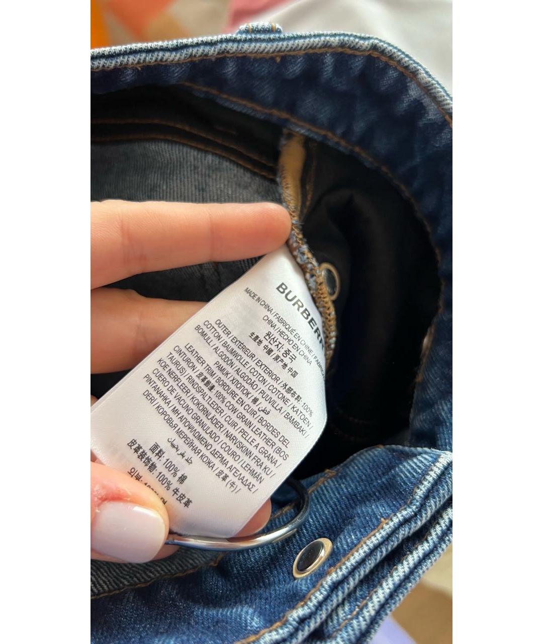 BURBERRY Синяя деним юбка мини, фото 6