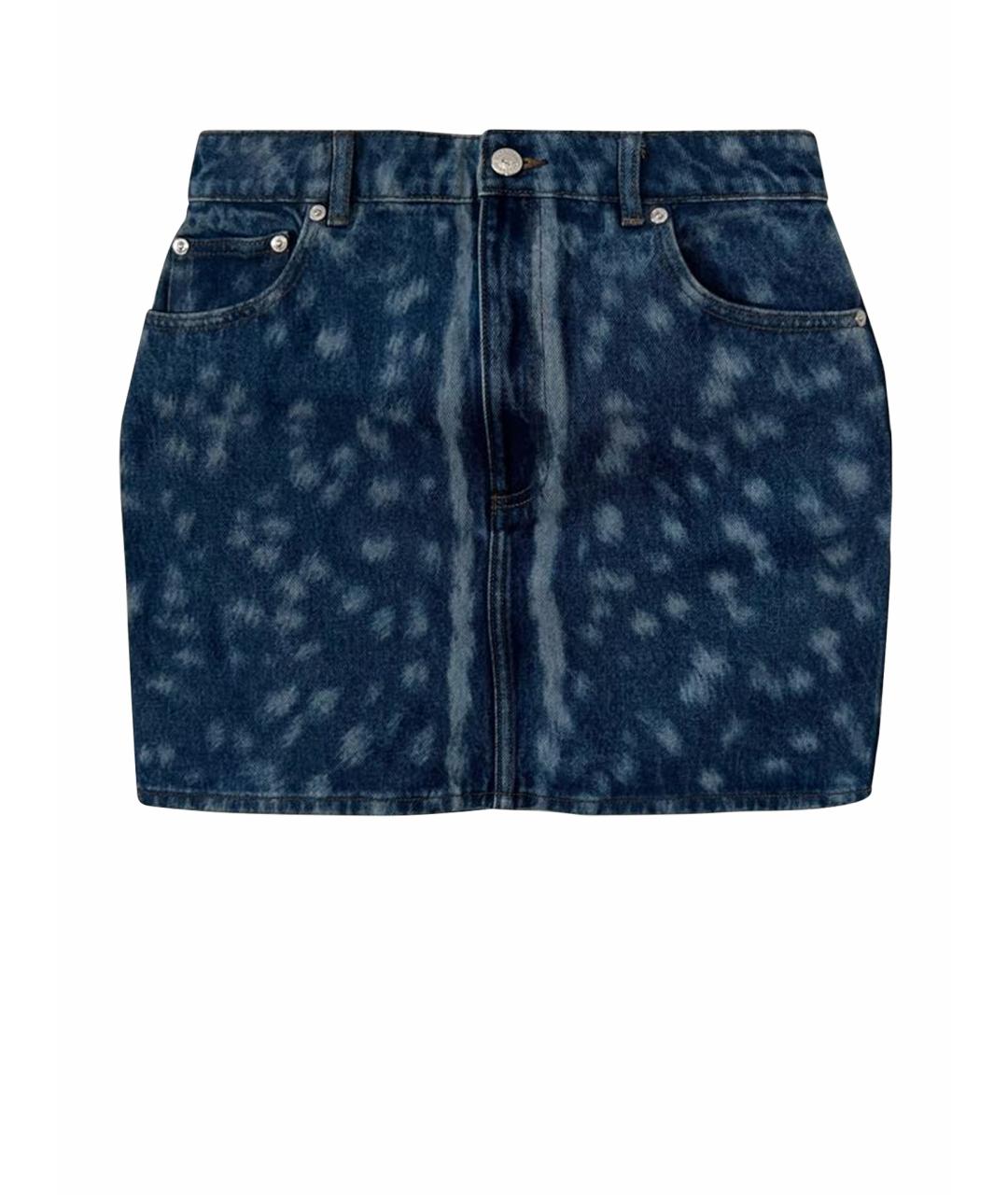 BURBERRY Синяя деним юбка мини, фото 1