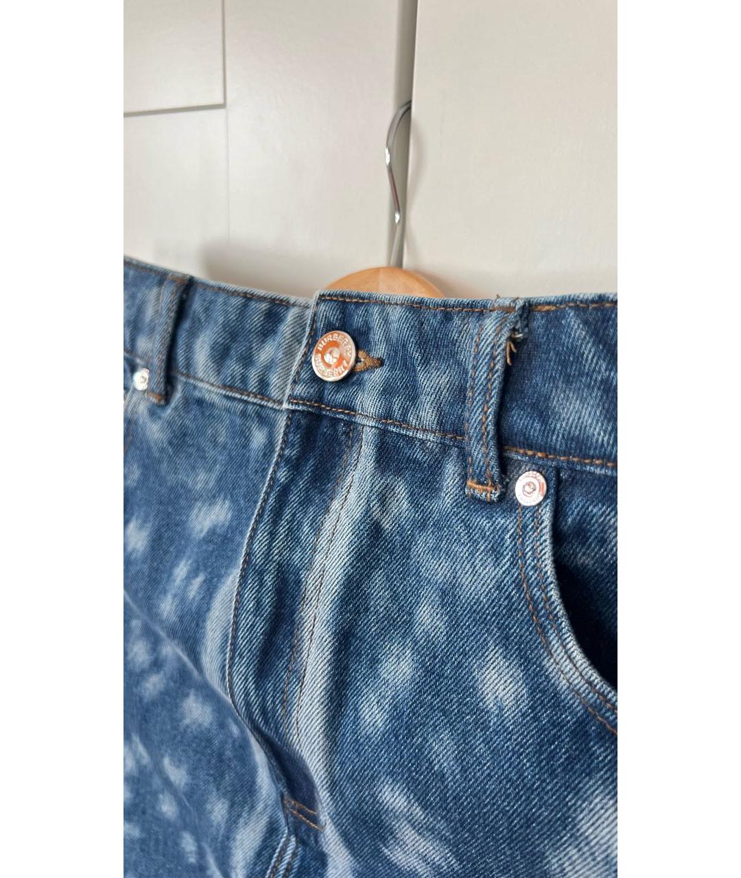 BURBERRY Синяя деним юбка мини, фото 4