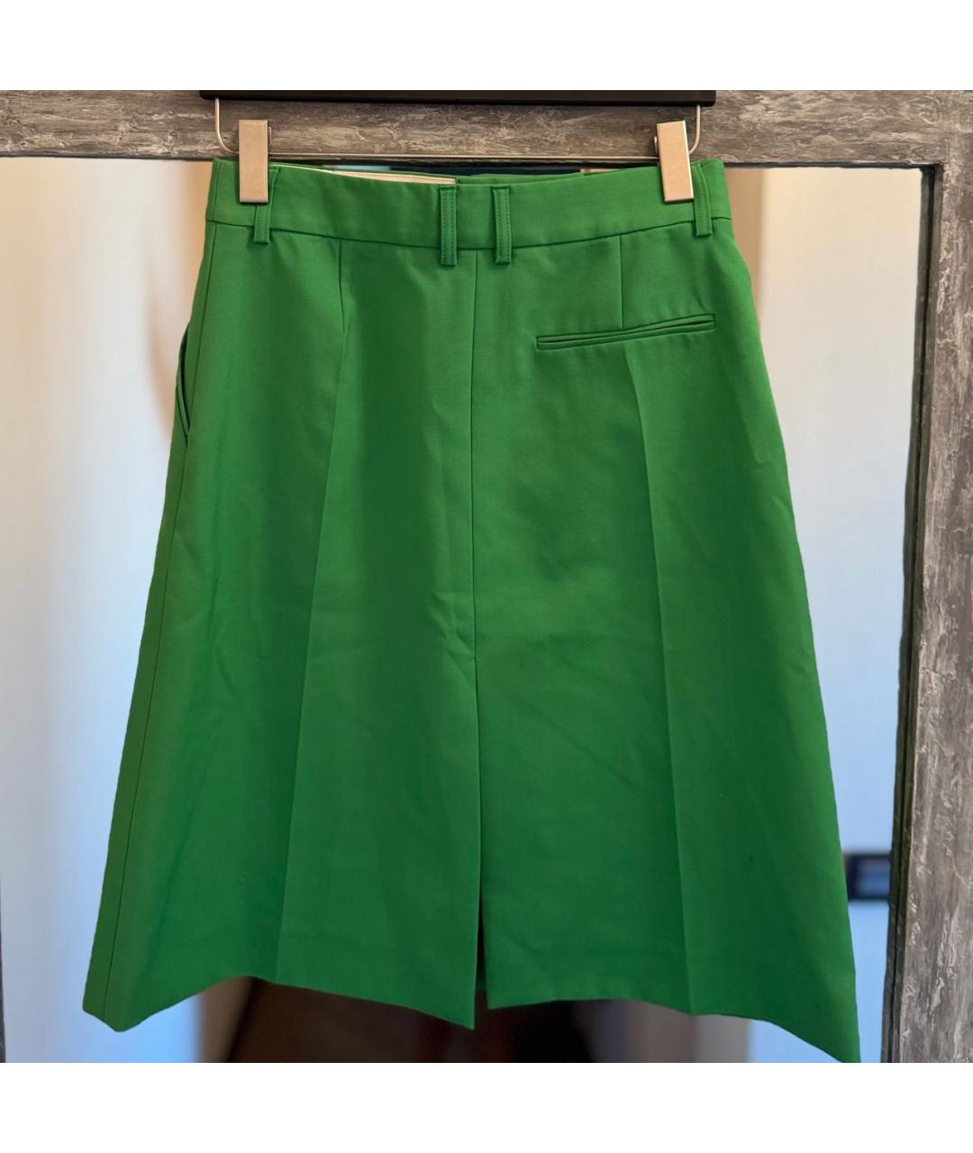 STELLA MCCARTNEY Зеленая шерстяная юбка миди, фото 3