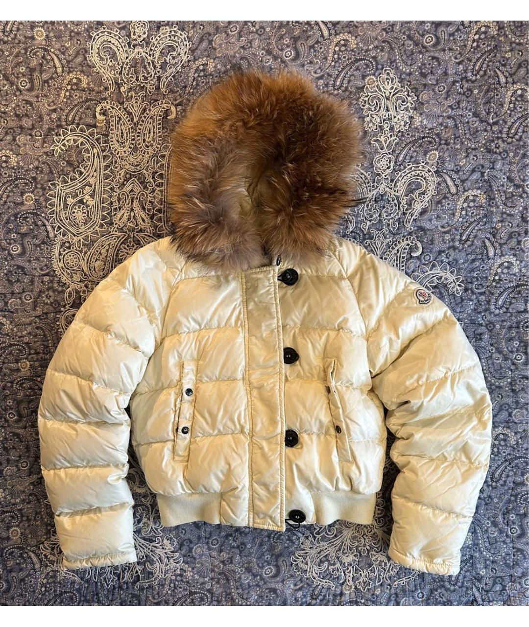 MONCLER Белый полиамидовый пуховик, фото 9