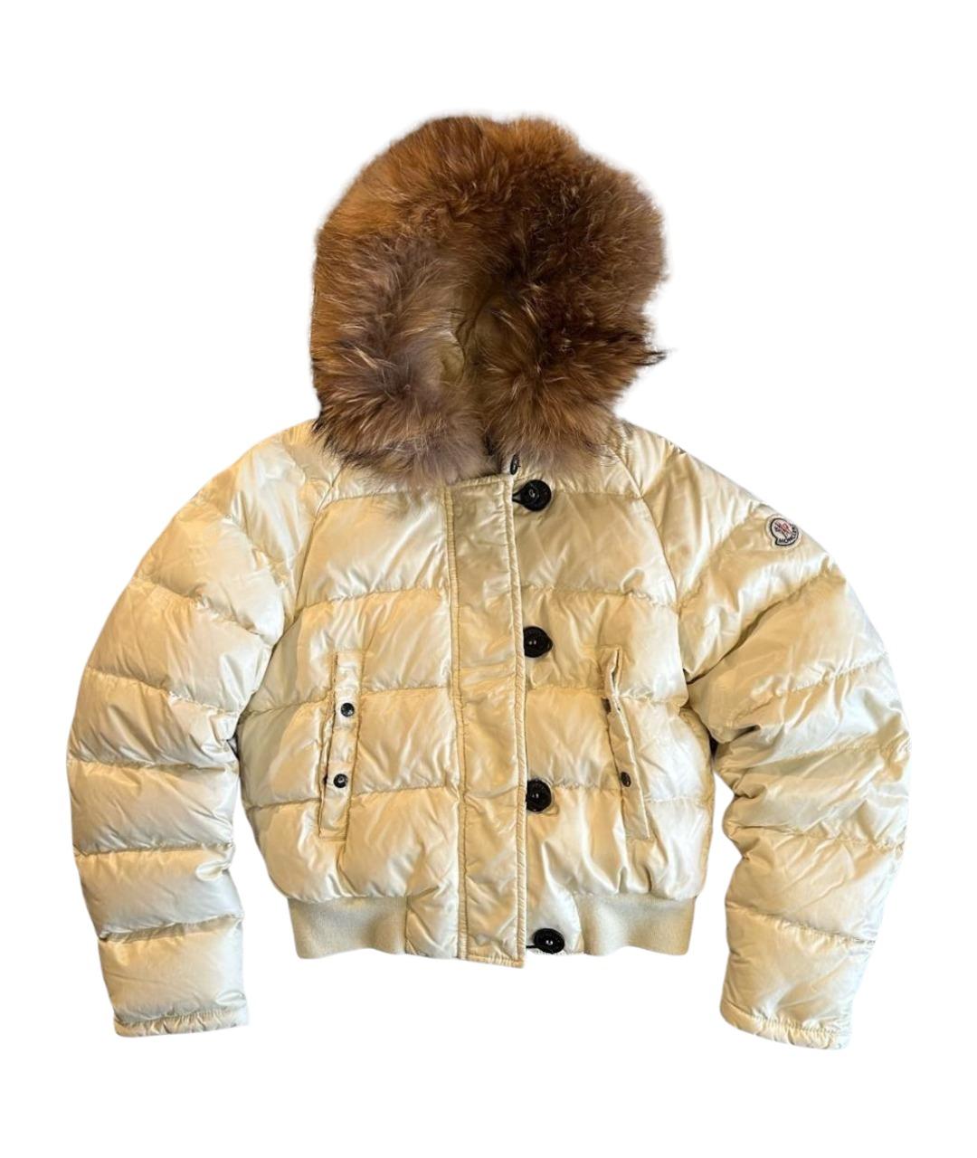 MONCLER Белый полиамидовый пуховик, фото 1