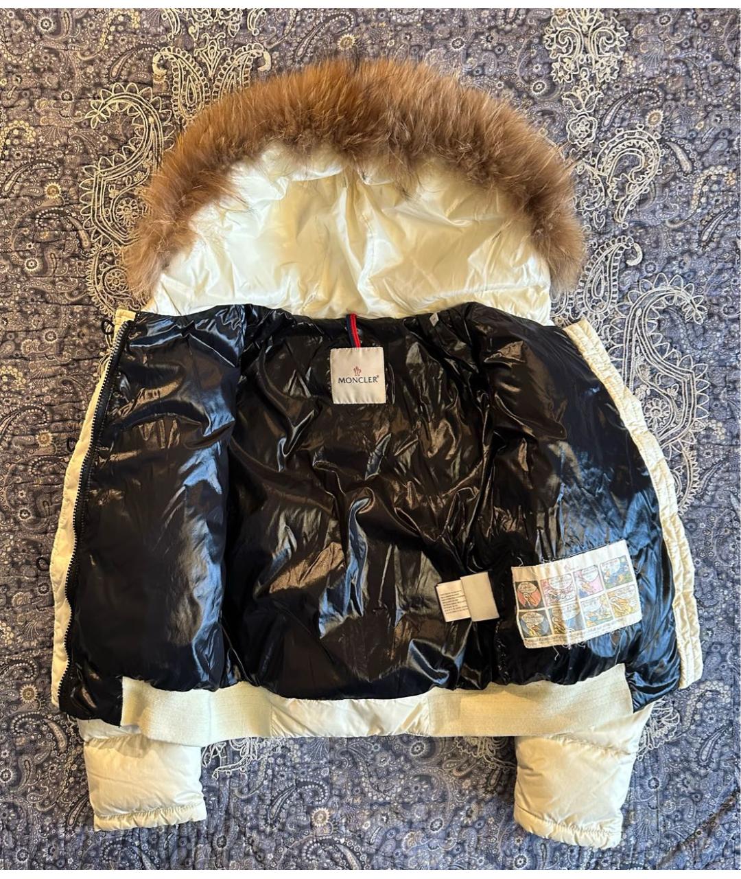 MONCLER Белый полиамидовый пуховик, фото 3