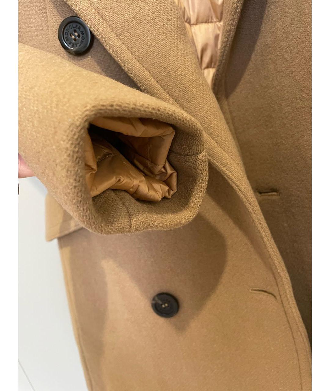 MONCLER Бежевое шерстяное пальто, фото 5