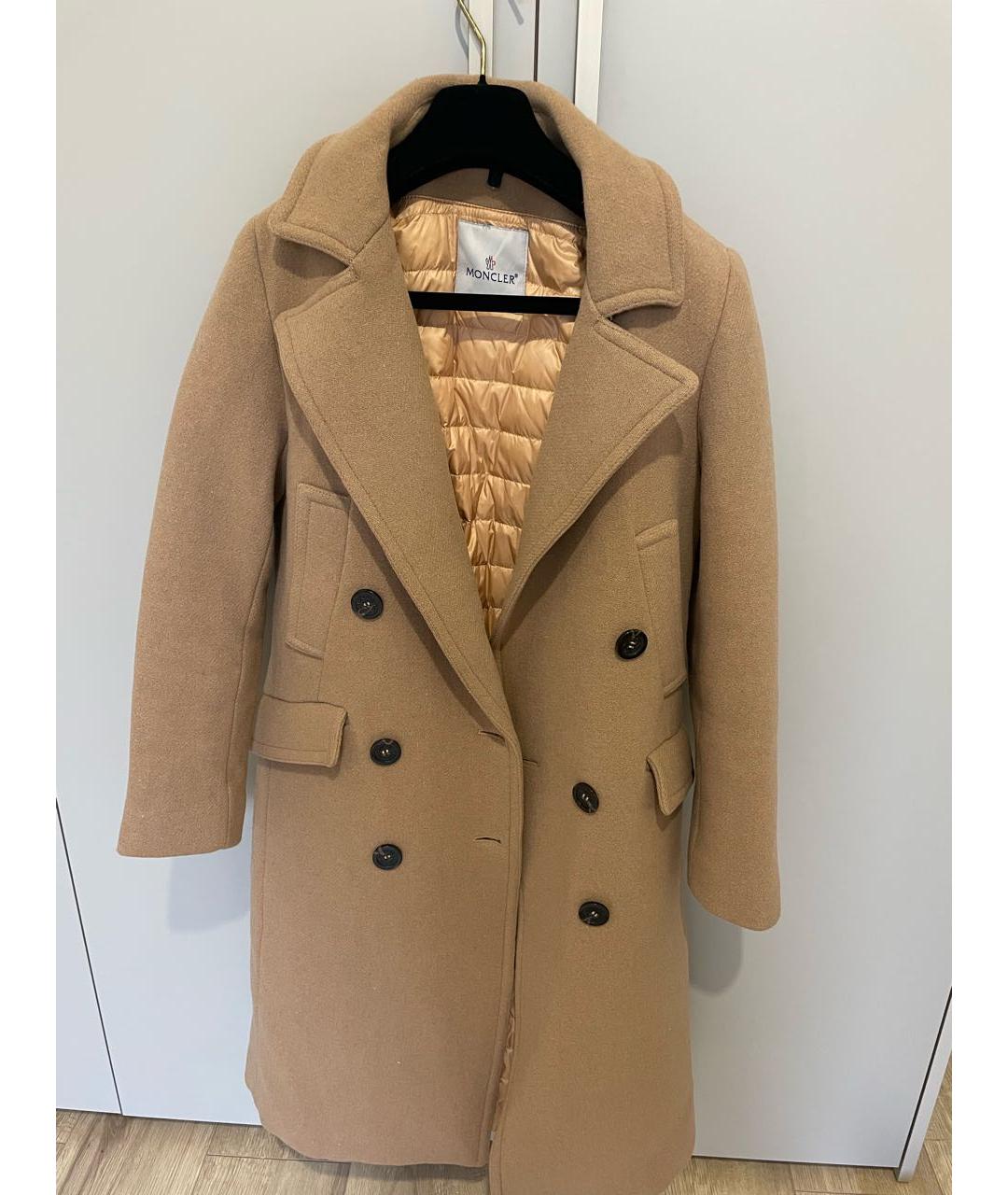 MONCLER Бежевое шерстяное пальто, фото 7