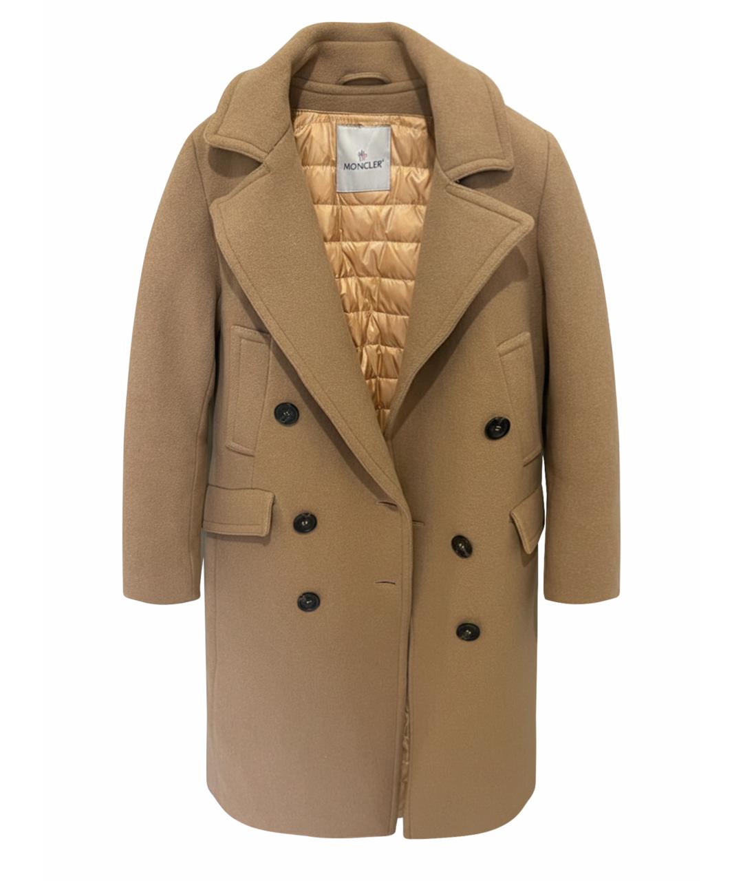 MONCLER Бежевое шерстяное пальто, фото 1