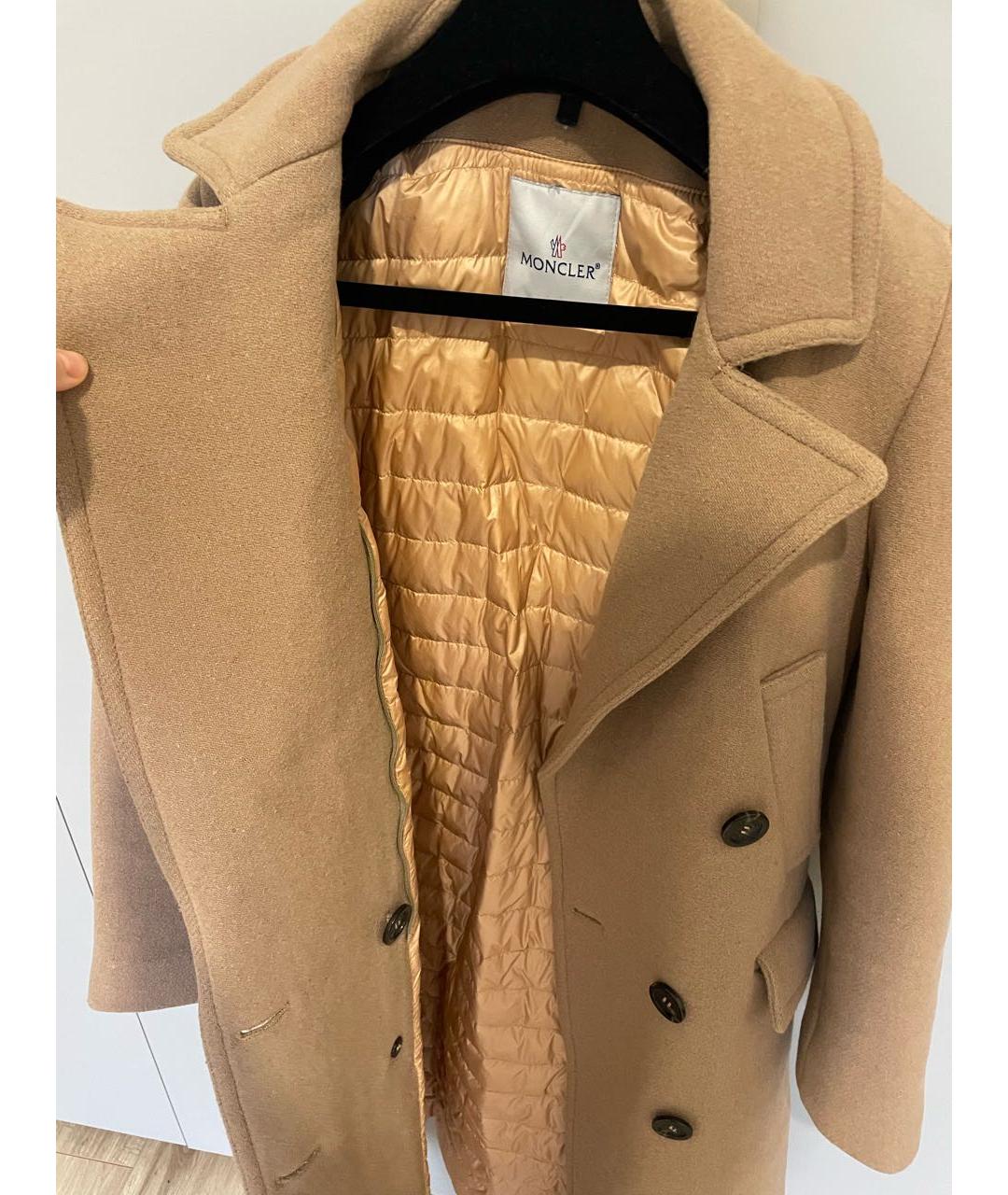 MONCLER Бежевое шерстяное пальто, фото 3