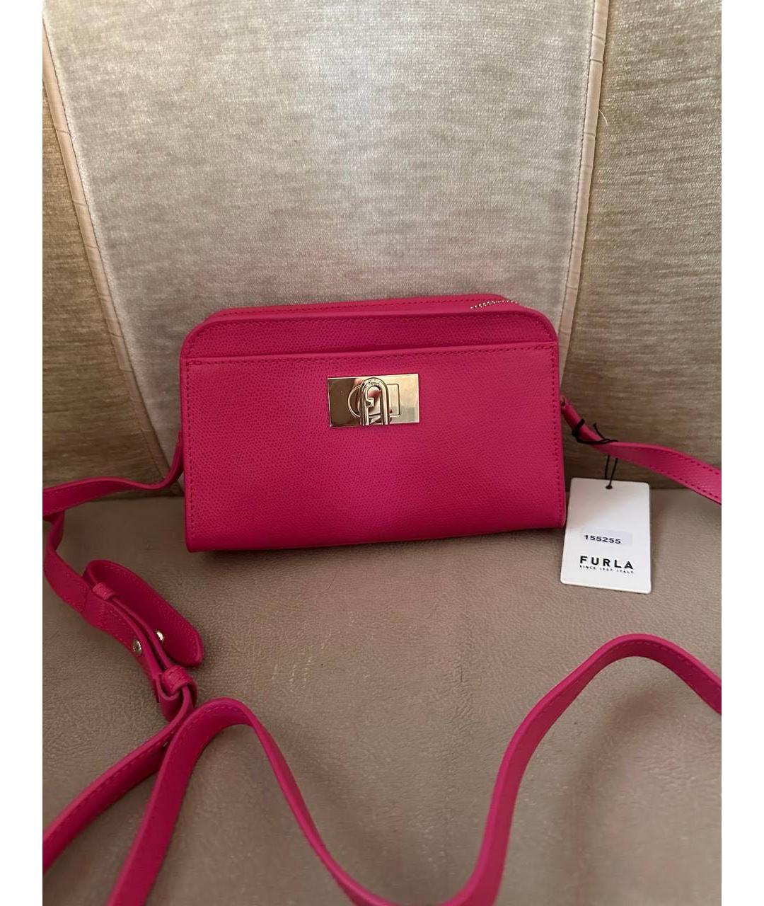 FURLA Фуксия кожаная сумка через плечо, фото 6