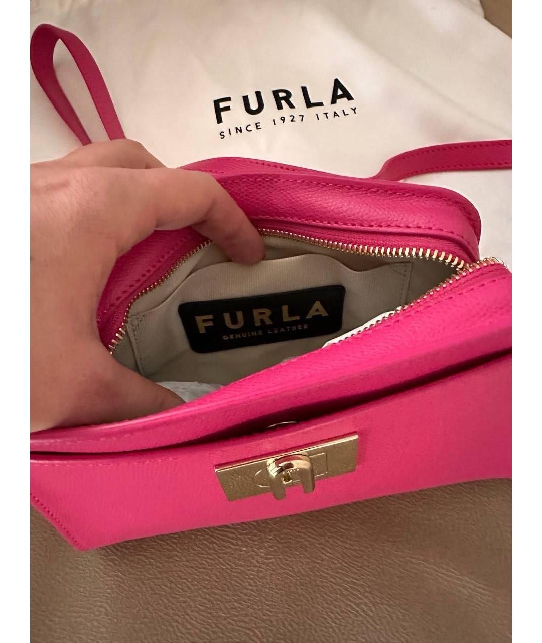 FURLA Фуксия кожаная сумка через плечо, фото 4