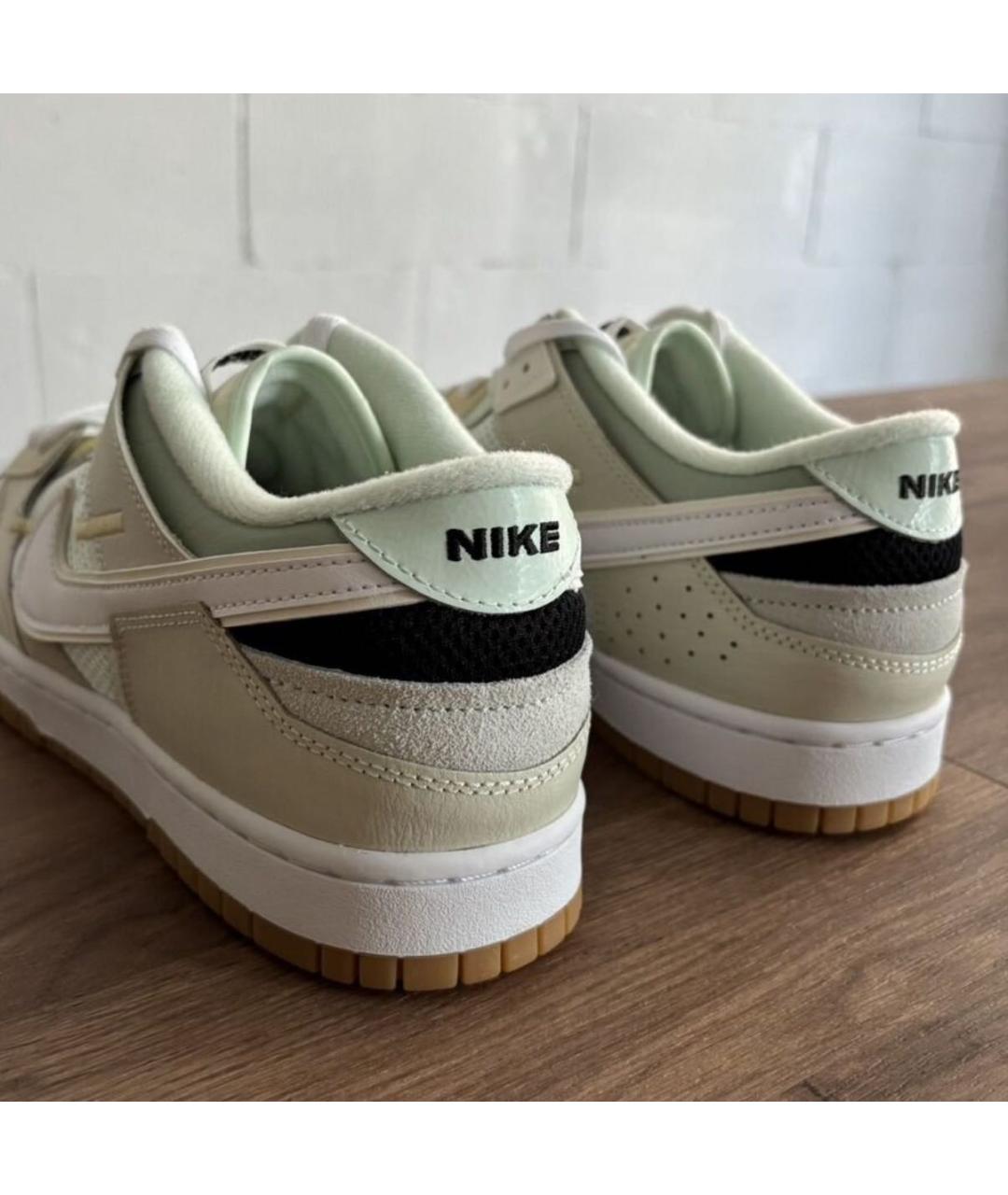 NIKE Бежевые кожаные низкие кроссовки / кеды, фото 3