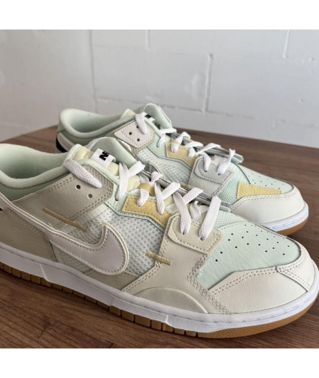 NIKE Бежевые кожаные низкие кроссовки / кеды, фото 2