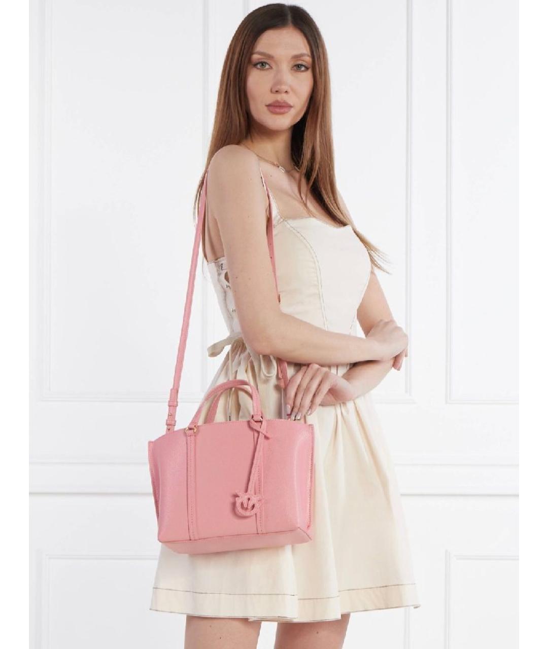 PINKO Розовая кожаная сумка тоут, фото 4