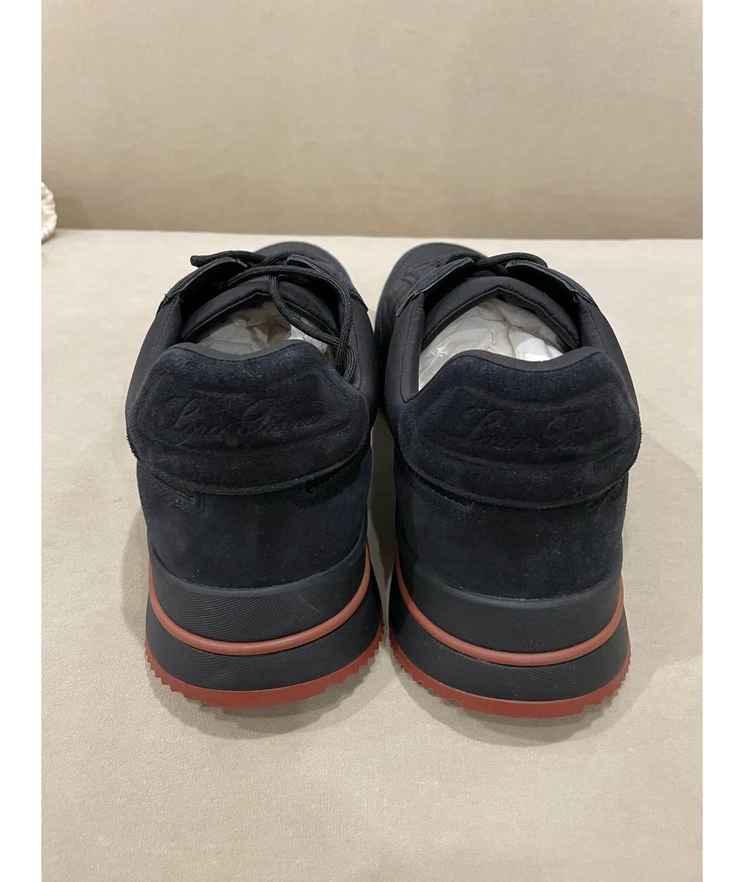 LORO PIANA Черные текстильные низкие кроссовки / кеды, фото 4