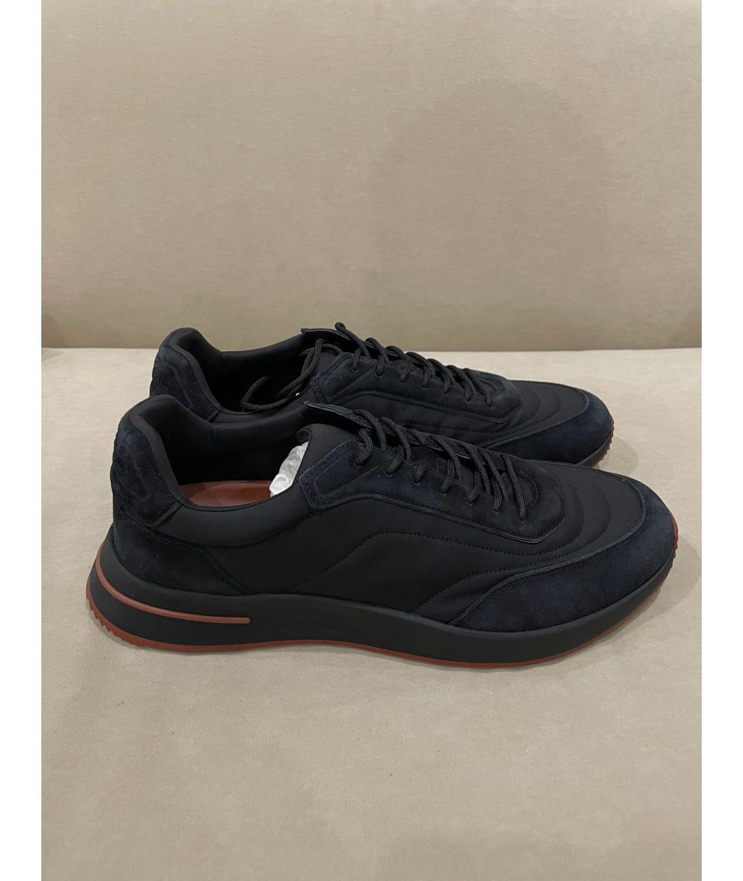 LORO PIANA Черные текстильные низкие кроссовки / кеды, фото 5