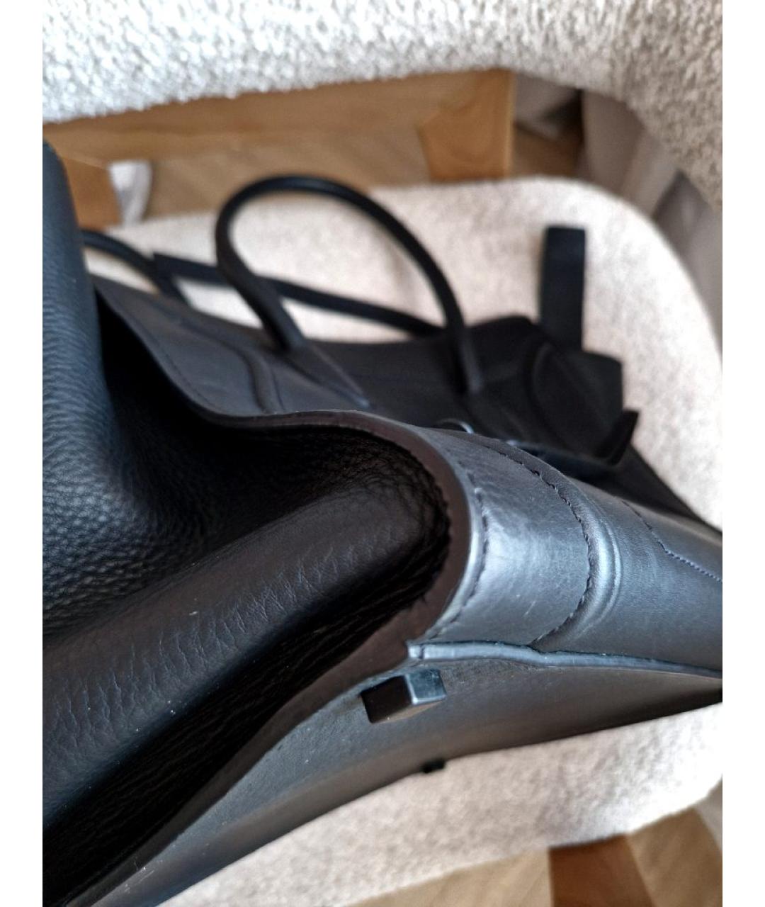 CELINE Черная кожаная сумка тоут, фото 9