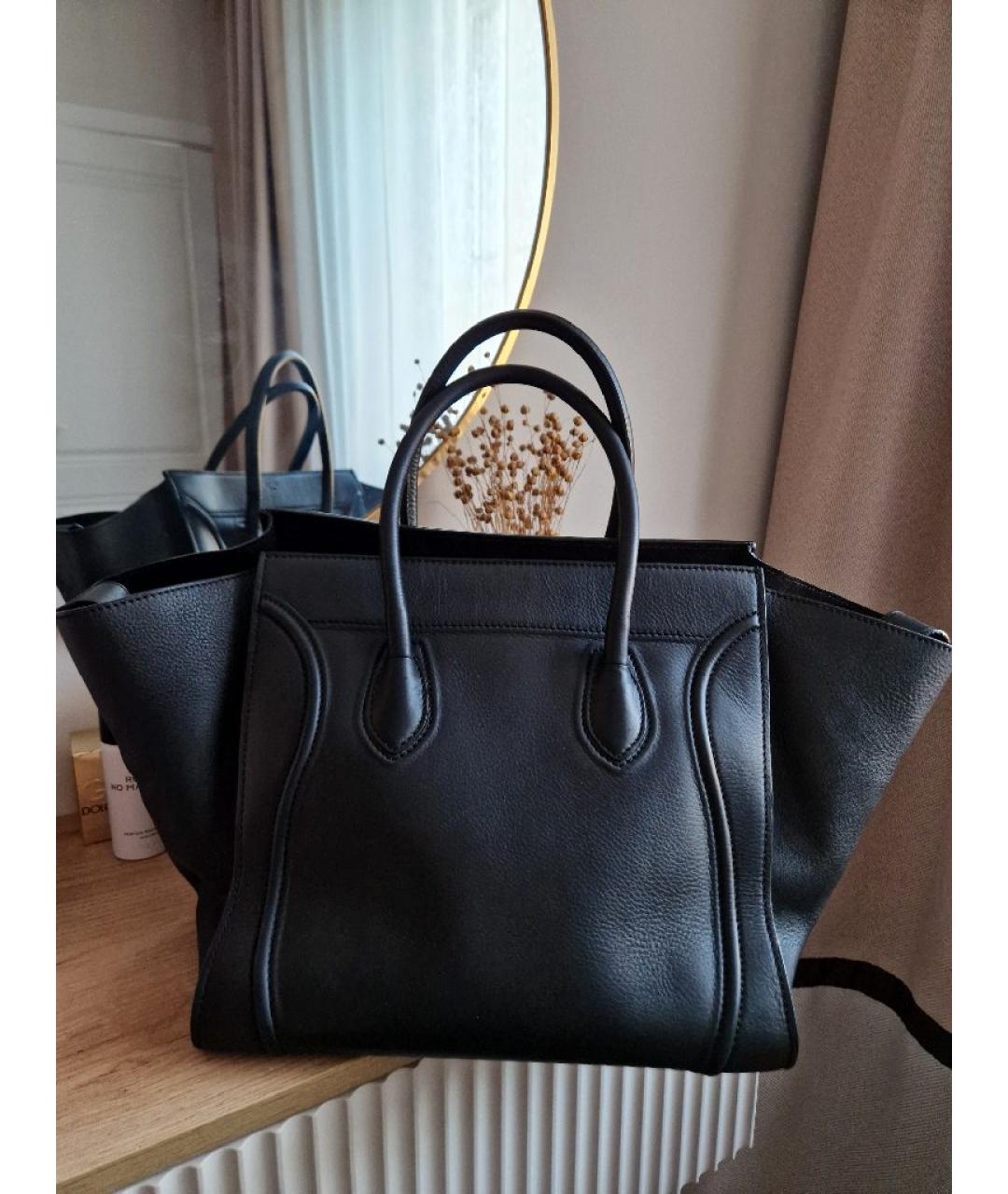 CELINE Черная кожаная сумка тоут, фото 3