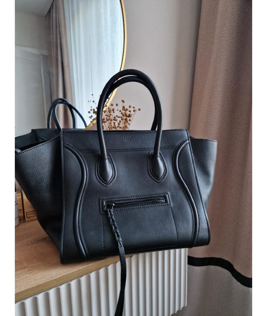 CELINE Черная кожаная сумка тоут, фото 2