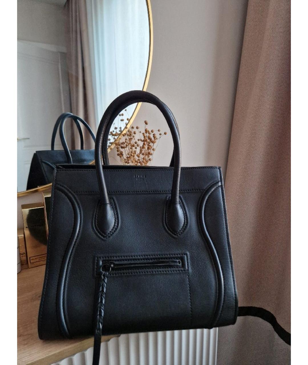 CELINE Черная кожаная сумка тоут, фото 6