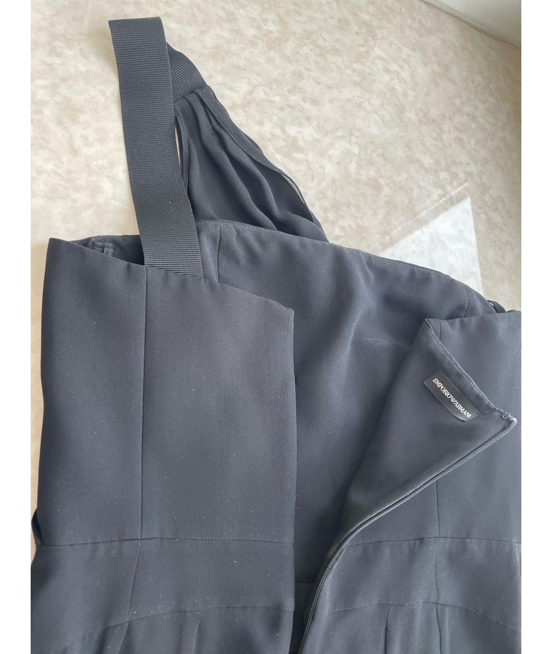 EMPORIO ARMANI Черное шифоновое коктейльное платье, фото 7