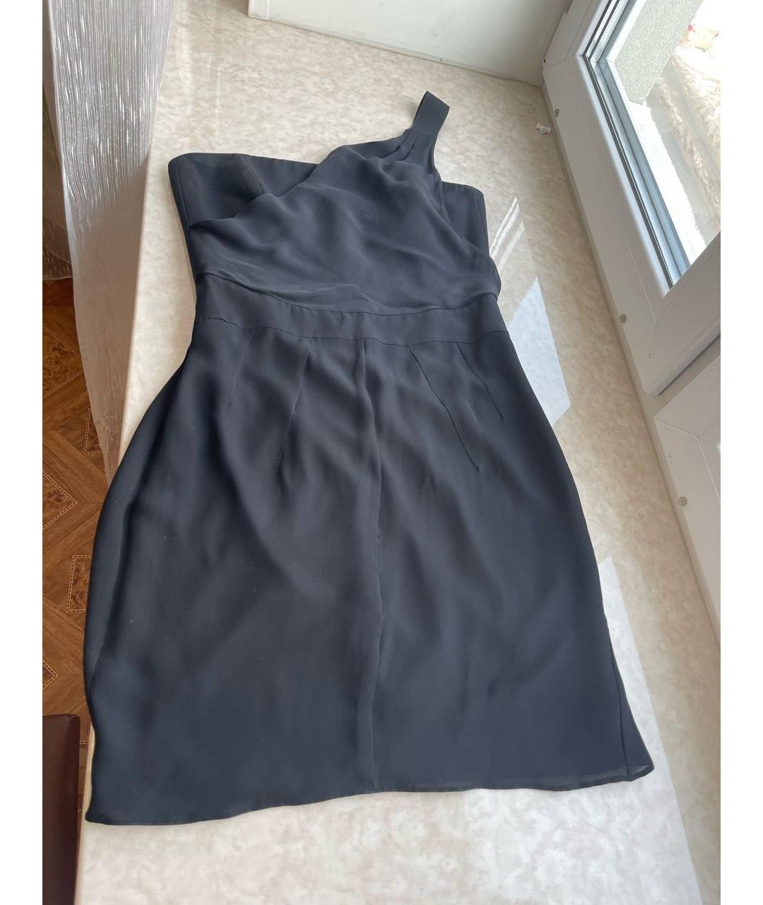 EMPORIO ARMANI Черное шифоновое коктейльное платье, фото 6