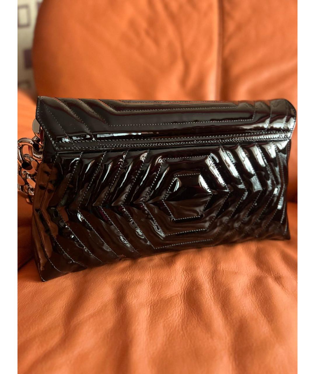 PHILIPP PLEIN Черная сумка через плечо из лакированной кожи, фото 3