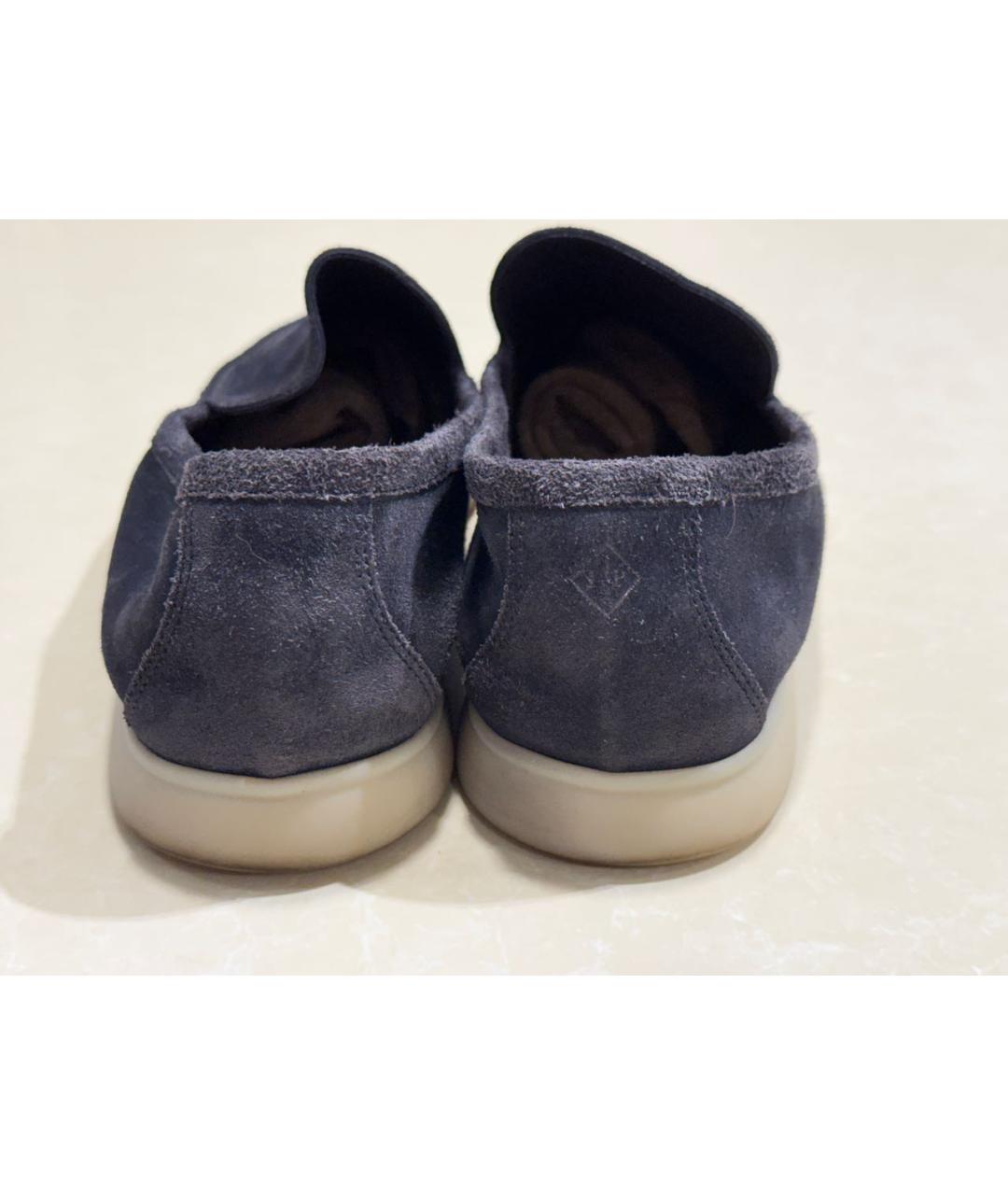LORO PIANA Темно-синие замшевые лоферы, фото 4