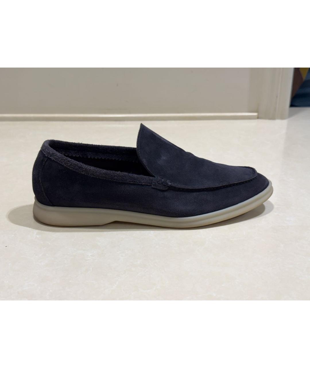 LORO PIANA Темно-синие замшевые лоферы, фото 9