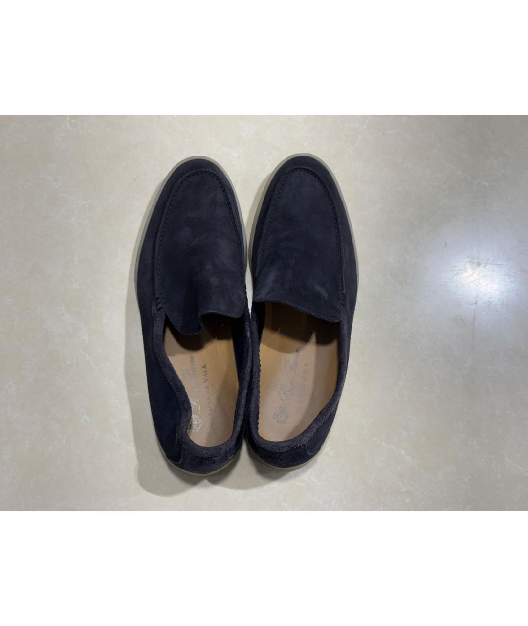 LORO PIANA Темно-синие замшевые лоферы, фото 3