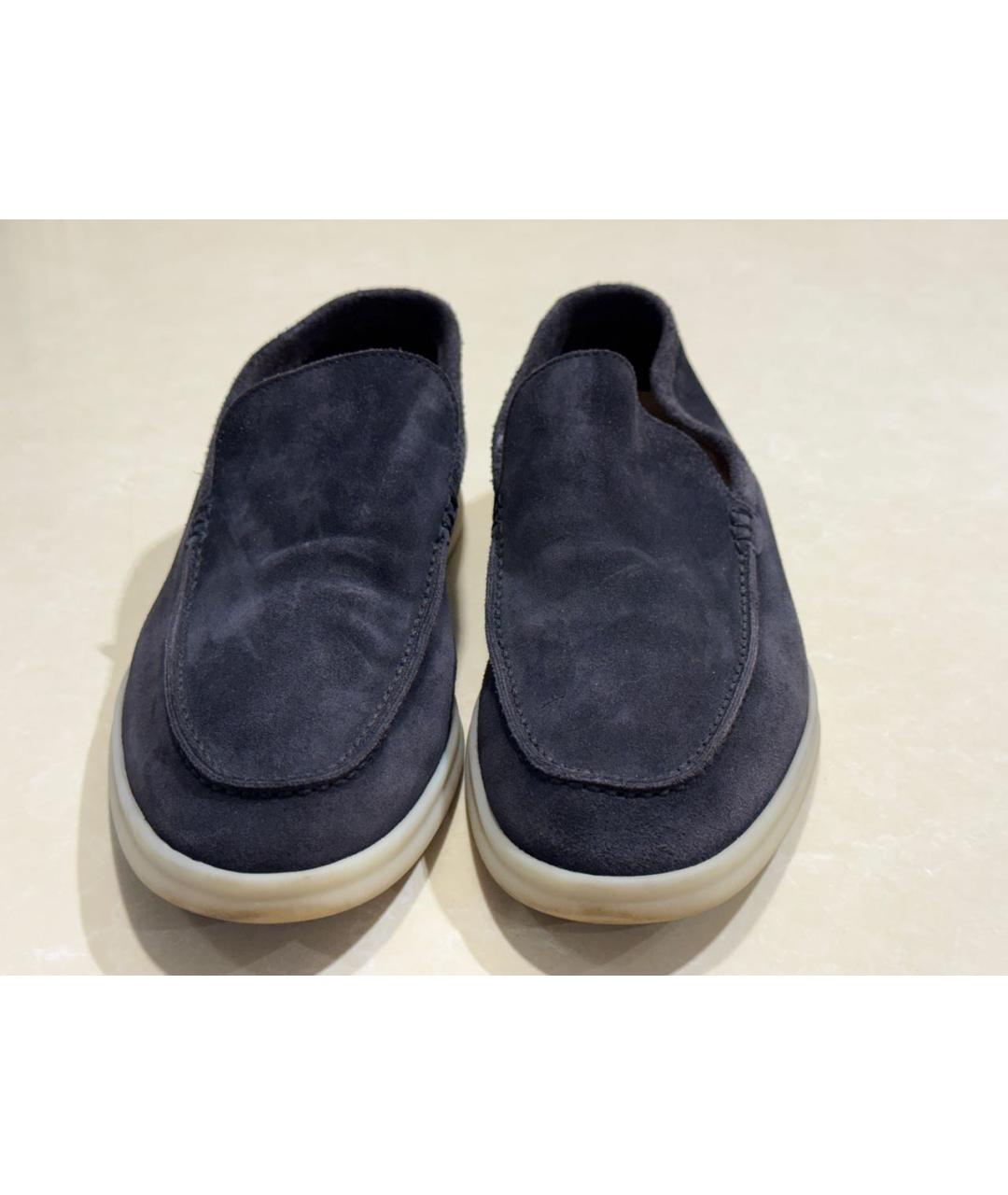 LORO PIANA Темно-синие замшевые лоферы, фото 2