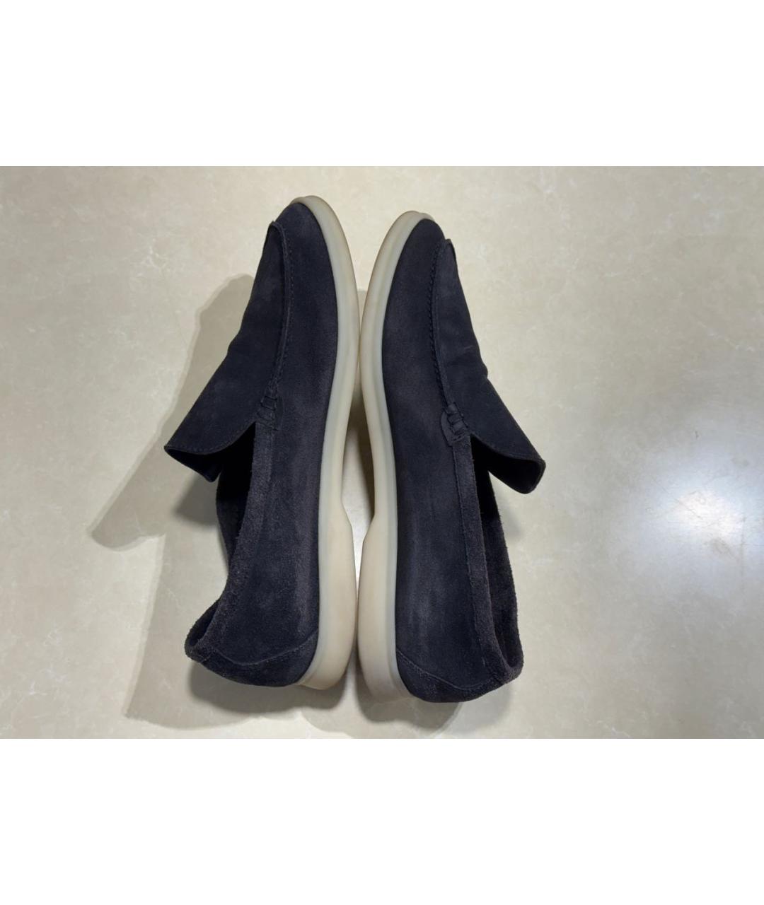 LORO PIANA Темно-синие замшевые лоферы, фото 6