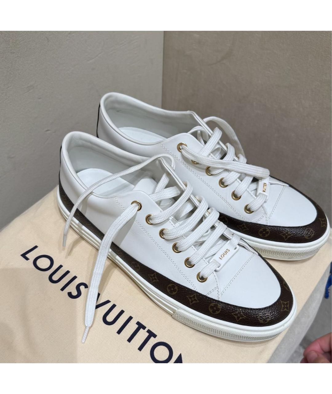 LOUIS VUITTON Белые кожаные кеды, фото 5