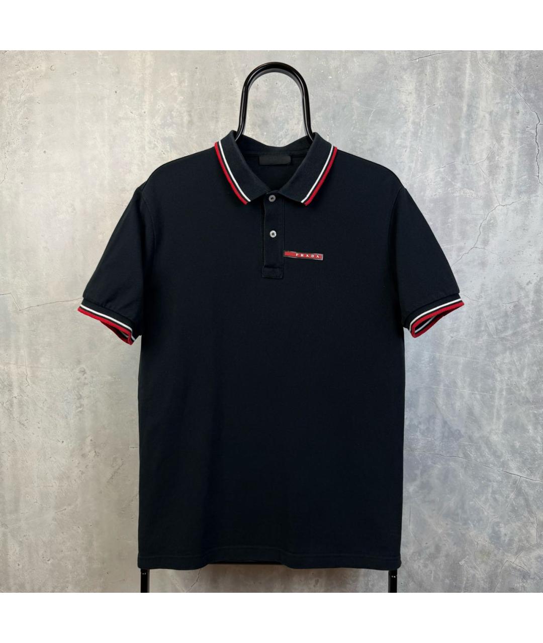 PRADA Черное хлопковое поло с коротким рукавом, фото 9