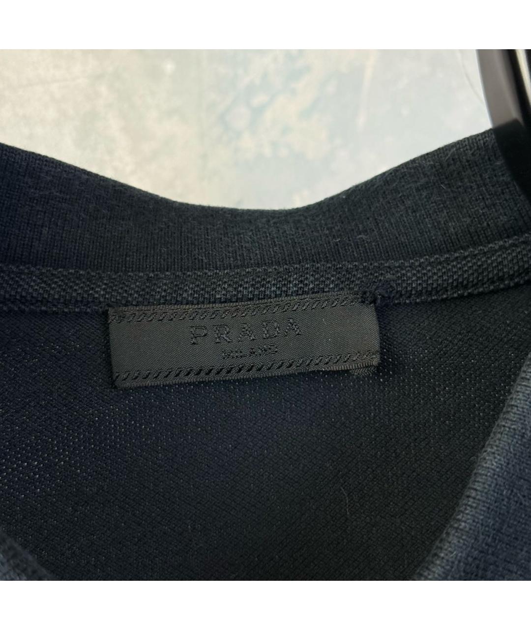 PRADA Черное хлопковое поло с коротким рукавом, фото 5