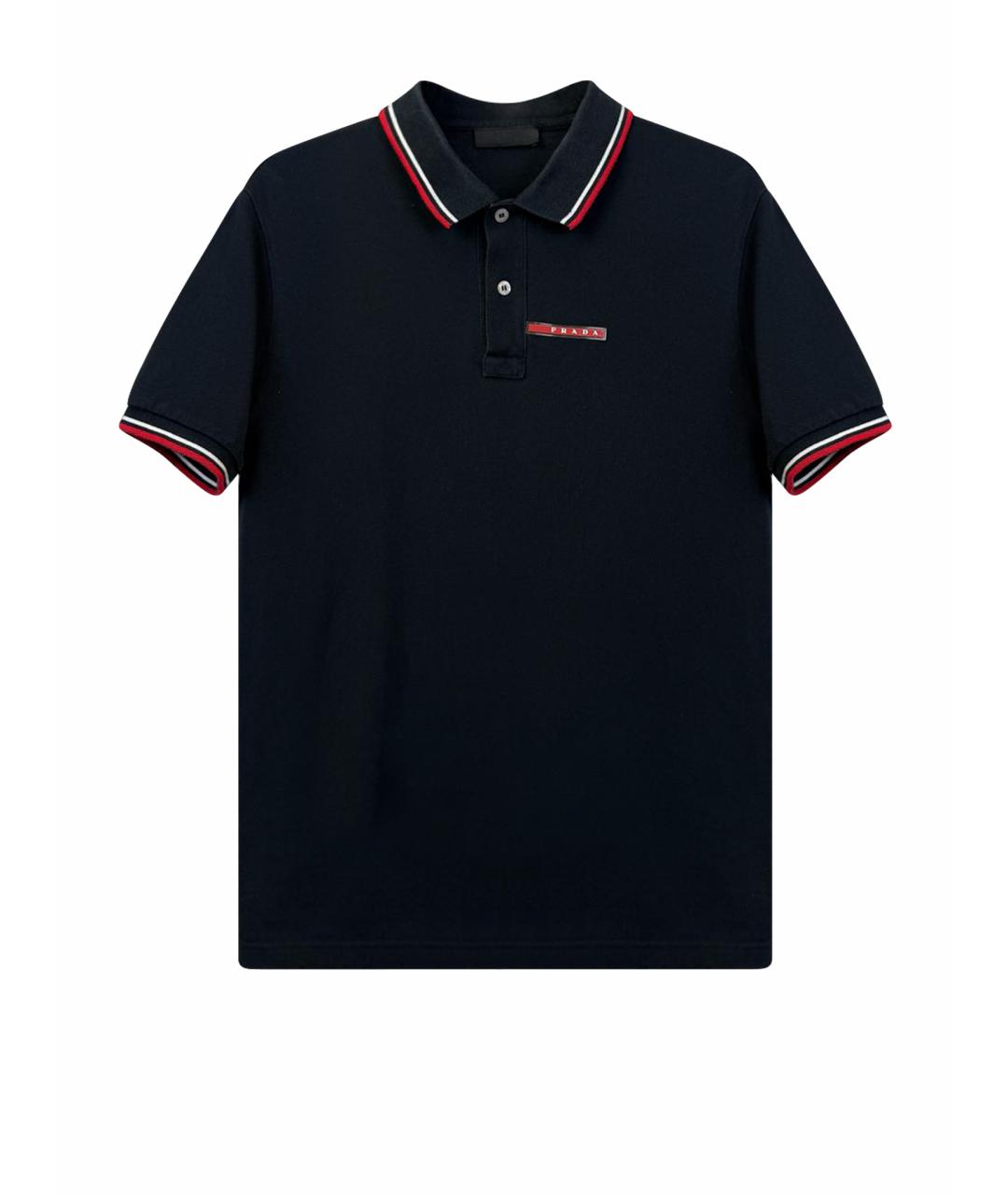 PRADA Черное хлопковое поло с коротким рукавом, фото 1