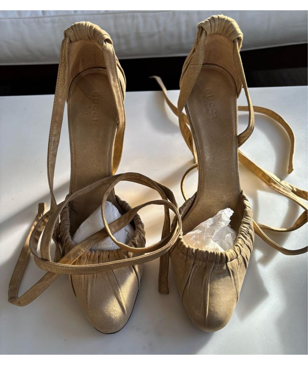 GUCCI Бежевые кожаные туфли, фото 3