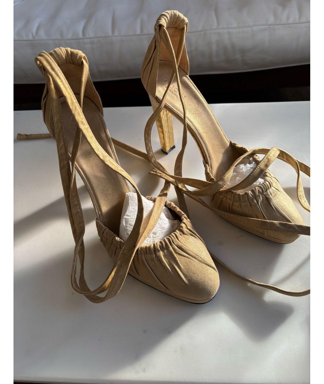 GUCCI Бежевые кожаные туфли, фото 2