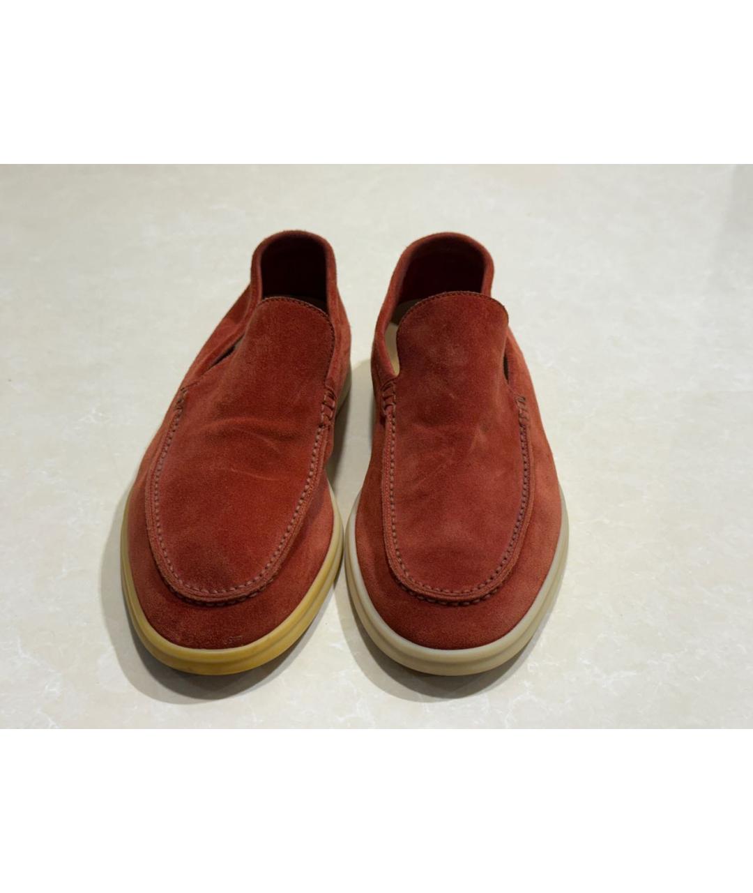 LORO PIANA Красные замшевые лоферы, фото 2