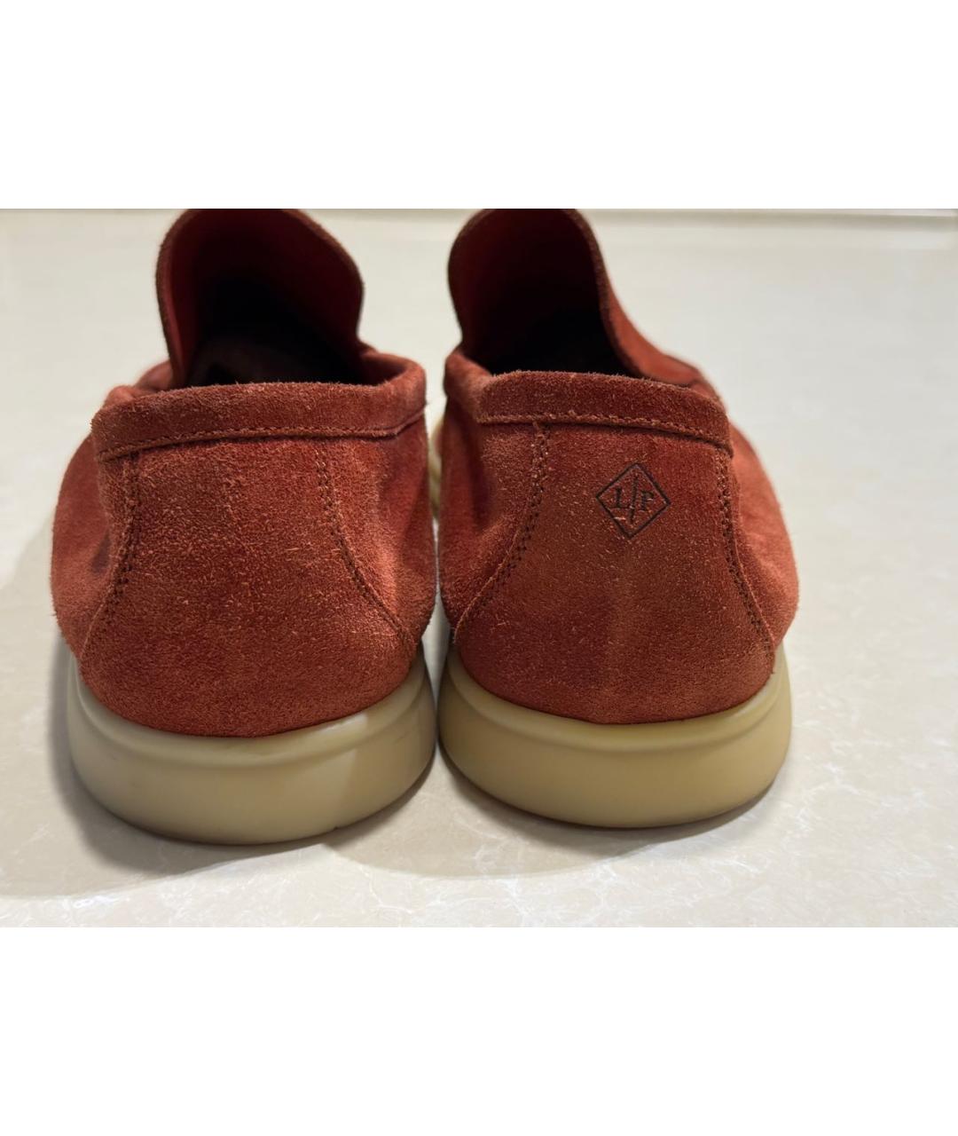 LORO PIANA Красные замшевые лоферы, фото 4