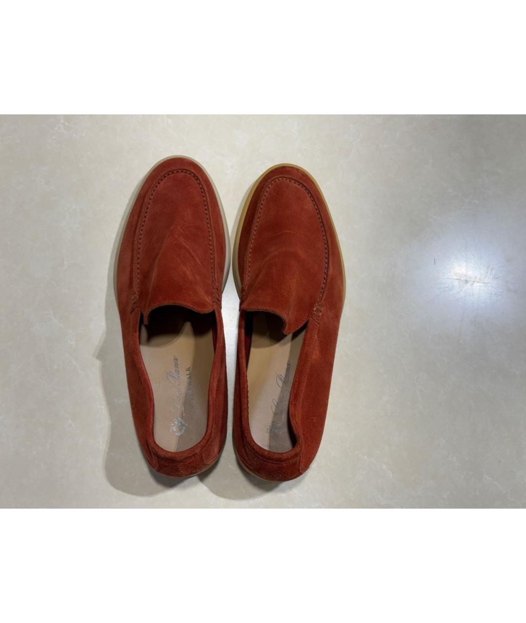 LORO PIANA Красные замшевые лоферы, фото 3