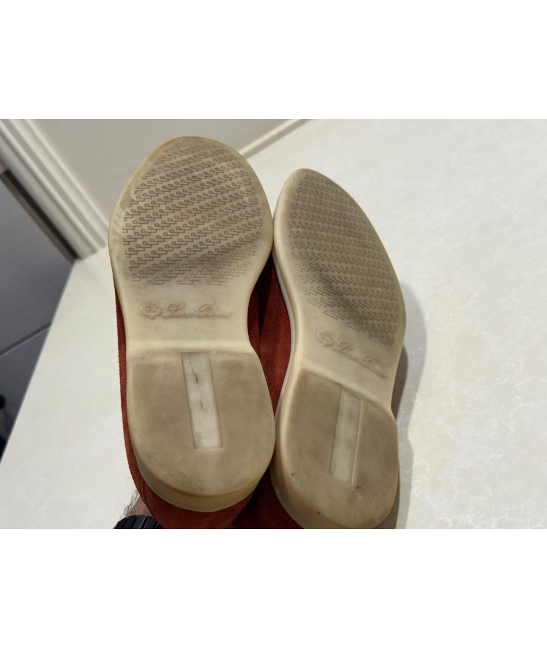 LORO PIANA Красные замшевые лоферы, фото 5