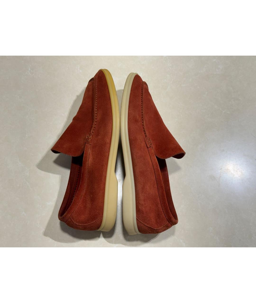 LORO PIANA Красные замшевые лоферы, фото 7
