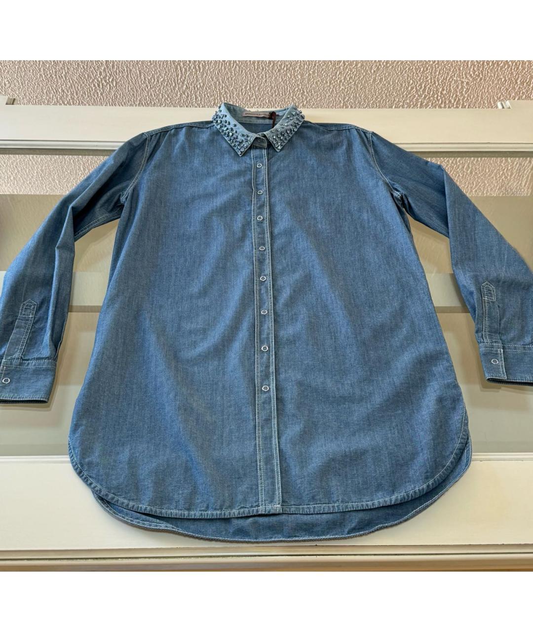 ERMANNO SCERVINO Синяя хлопковая рубашка, фото 6