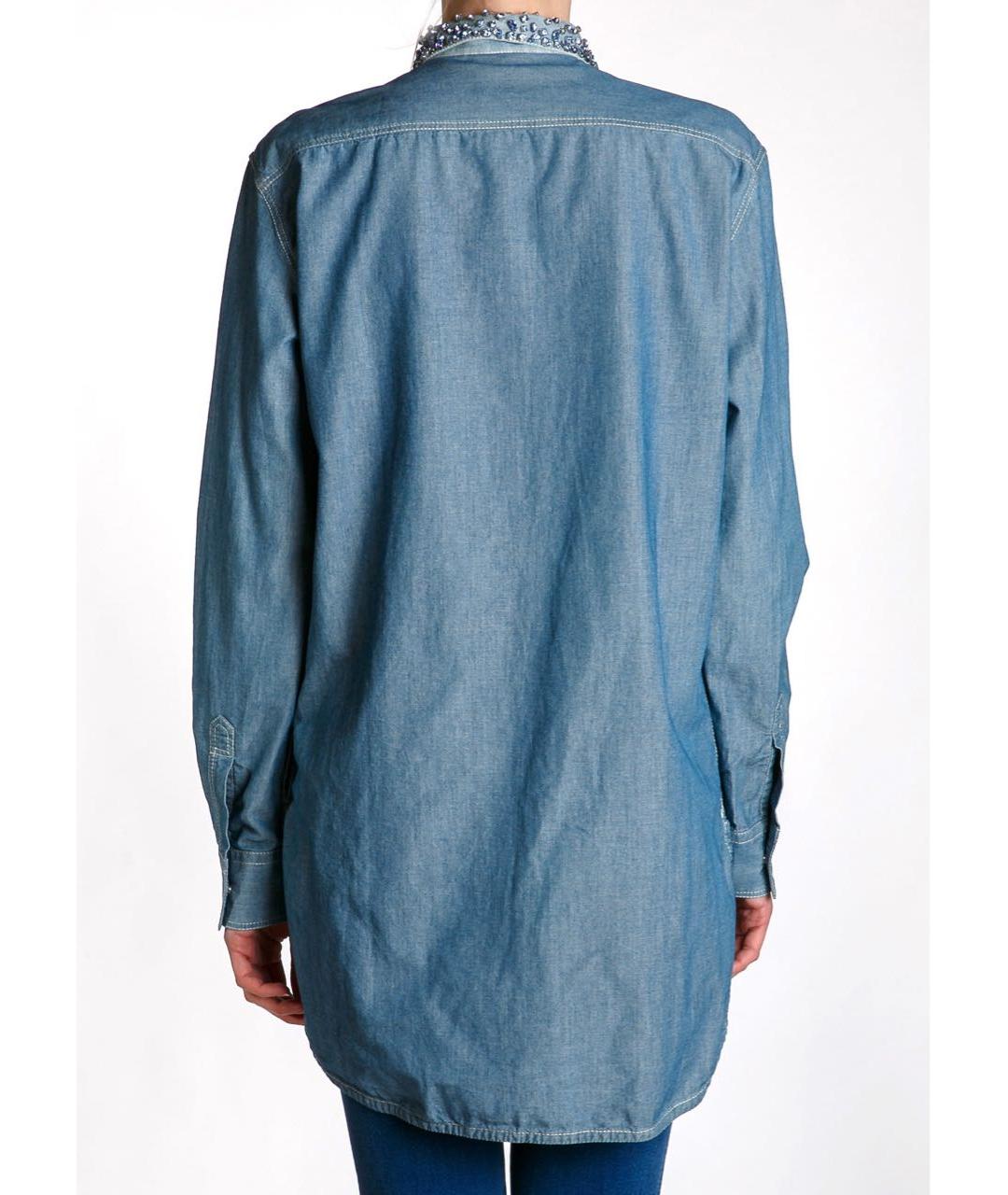 ERMANNO SCERVINO Синяя хлопковая рубашка, фото 4
