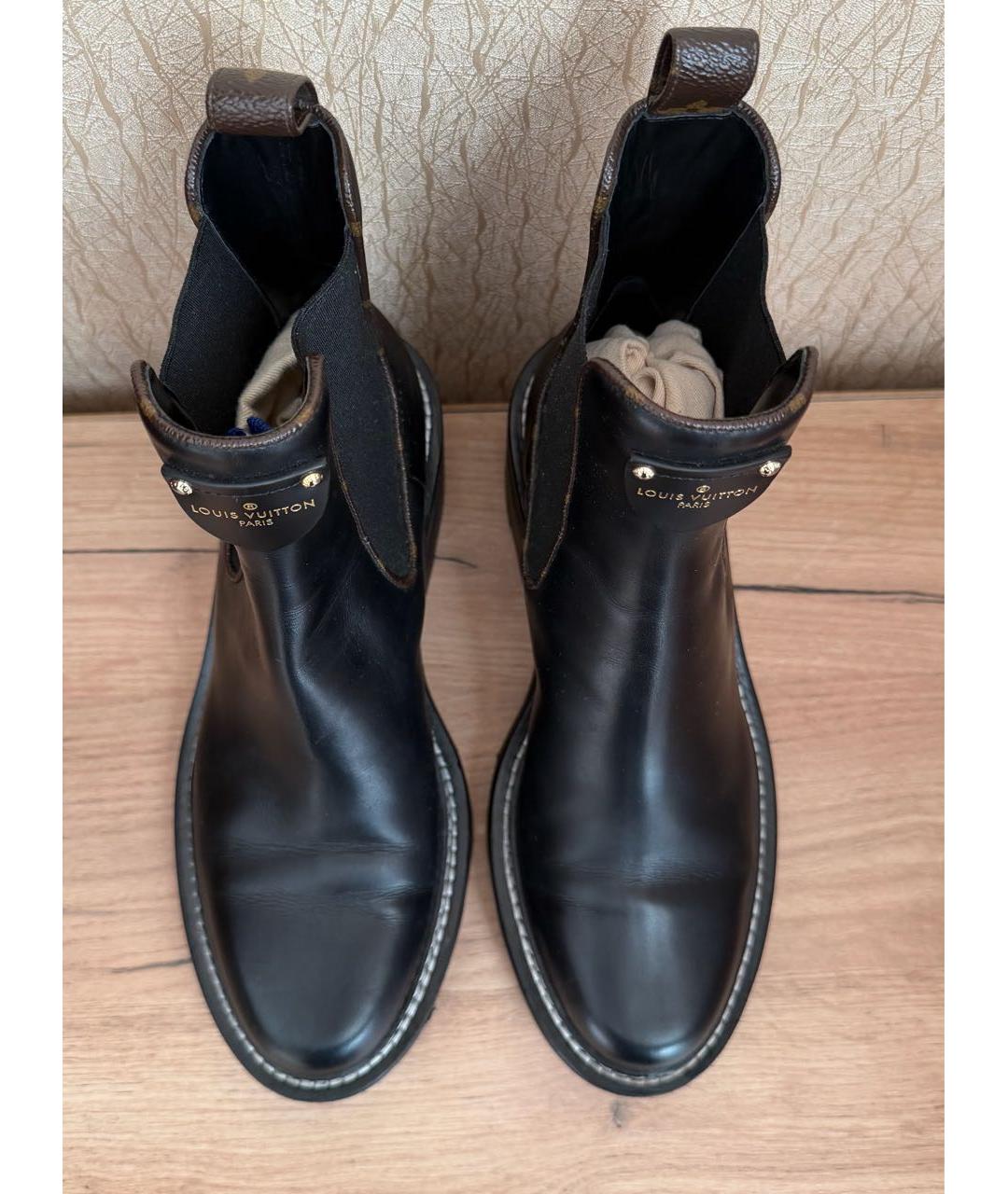 LOUIS VUITTON Черные кожаные полусапоги, фото 3