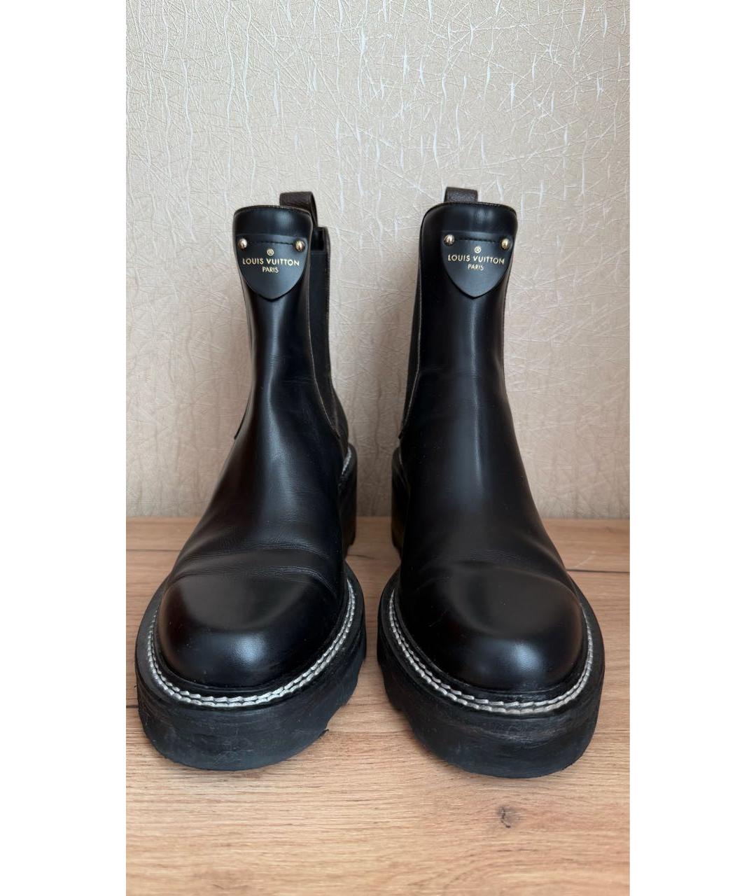 LOUIS VUITTON Черные кожаные полусапоги, фото 2